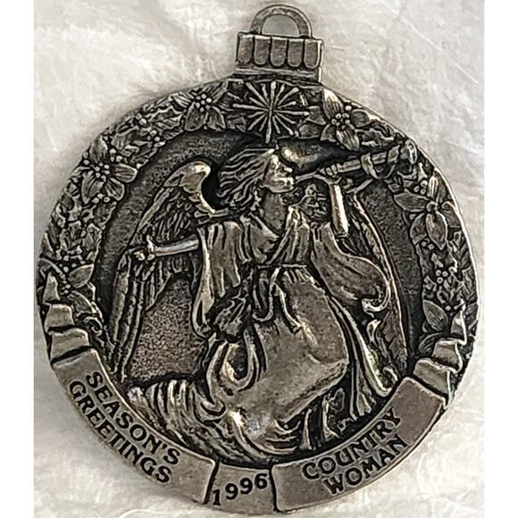 Vintage Country Woman Pewter Christmas Ornaments 1994 1995 1996 Lot Of 3 - Picture 4 of 8